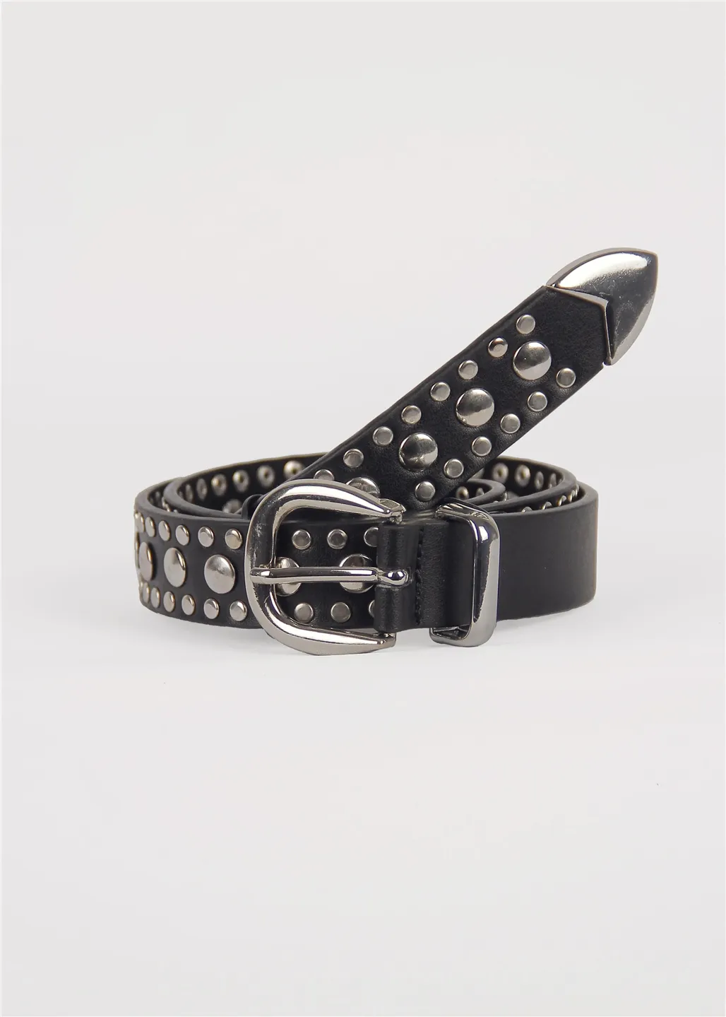 Siyah Metal Rivet Detaylı Kadın Kemer 4 cm